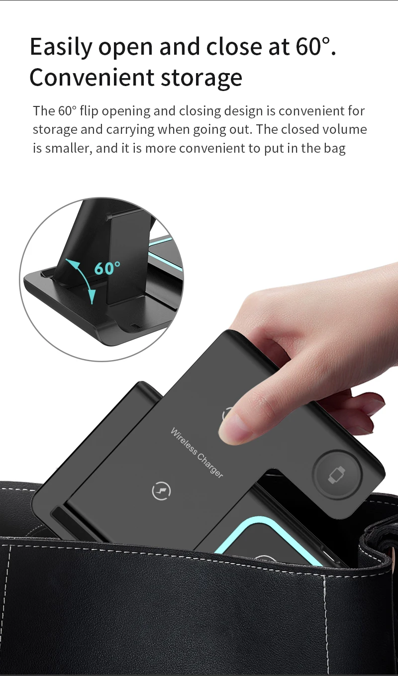 30W LED Fast Wireless Charger Stand 3 in 1 Foldable Charging Station For iPhone 15 14 13 12 11 Apple Watch 9 8 7 6 5 AirpodsX455