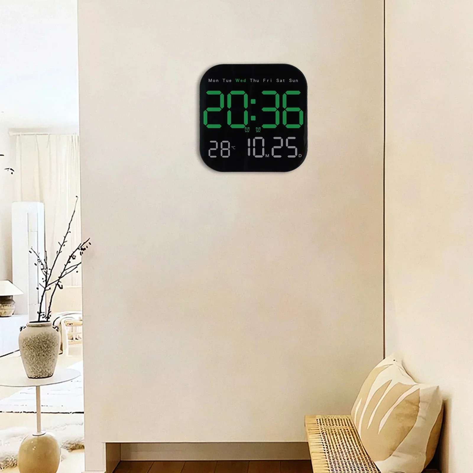 LED Digital Wall Clock Convenient Remote Control For Displaying Current Time and Temperature Date & Day of the Week