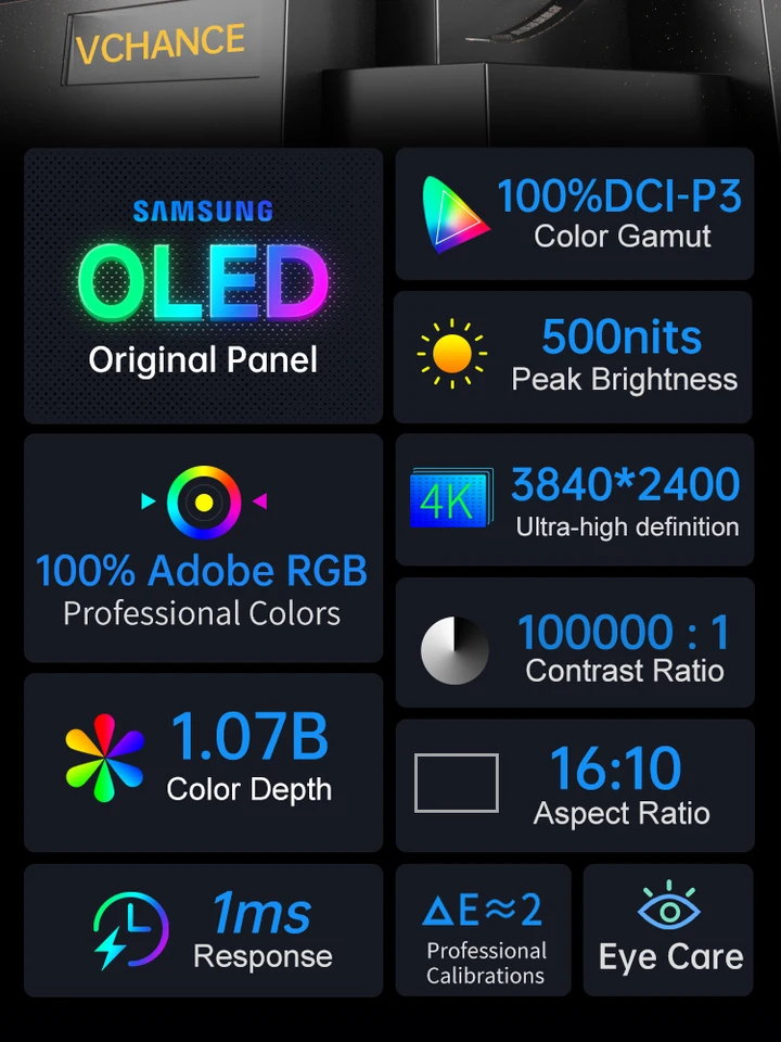 VCHANCE 13.3インチ AMOLED ポータブルモニター VCHANCE 13.3 Inch 4K OLED Portable Monitor AMOLED 100% DCI