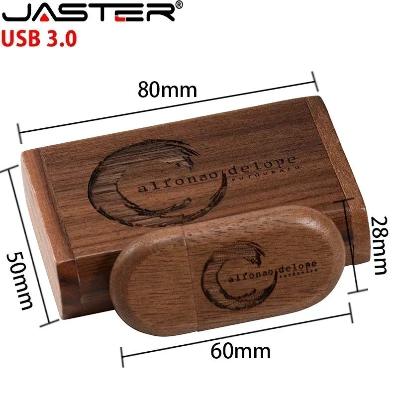 JASTER USB 3.0 Flash Drive, Wooden Box Bamboo Custom Logo Memory Stick, 128GB 64GB 32GB, Wedding Gift - Image 2