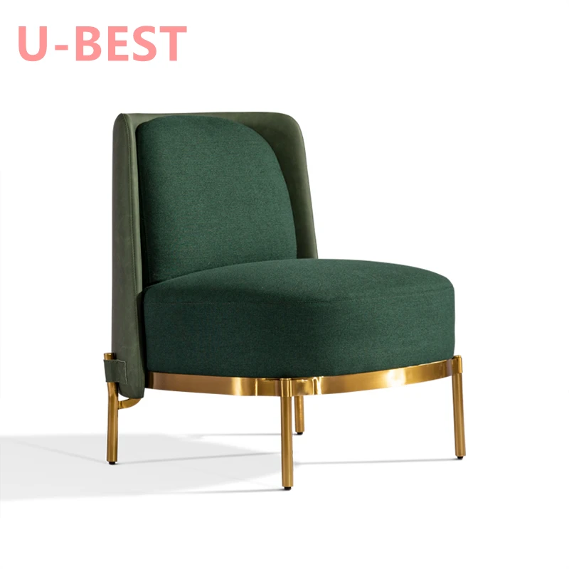 

U-BEST Nordic Classic Design Accent Sofas Chair Fabric&Leather Sofa Set Customized Hotel Lobby Lounge Single Sofa Chair