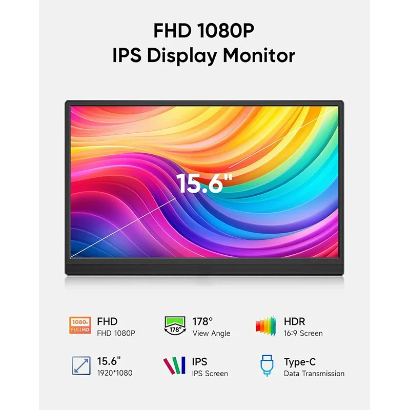 شاشة LNOVAON المحمولة مقاس 15.6 بوصة USB-C HDMI شا...
