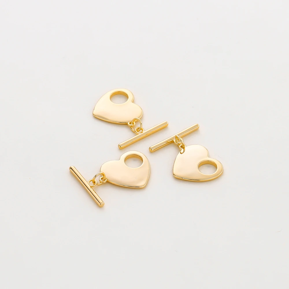 

2Sets 18K Gold Color Plated Brass Heart Shape O Toggle Clasps for DIY Bracelet Necklace Jewelry Making Findings Accessories