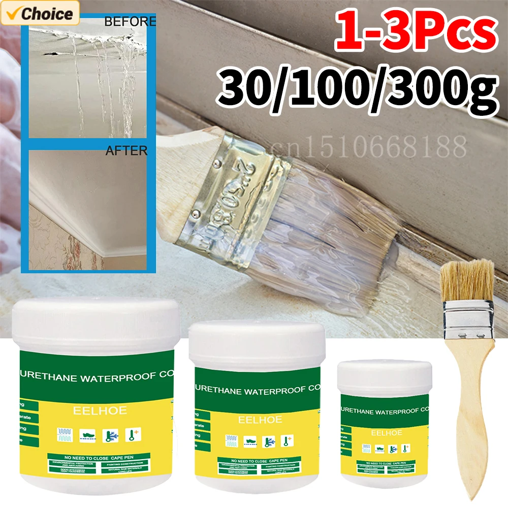 1-3Pcs 30/100/300g Waterproof Agent Waterproof Coat Invisible Paste Sealant Adhesive Repair Glue for Home for Roof Bathroom