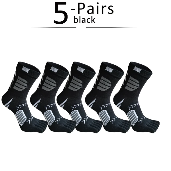 5 Pairs Compression Cotton Toe Socks - Sweat-Absorbing Colorful Sports Socks