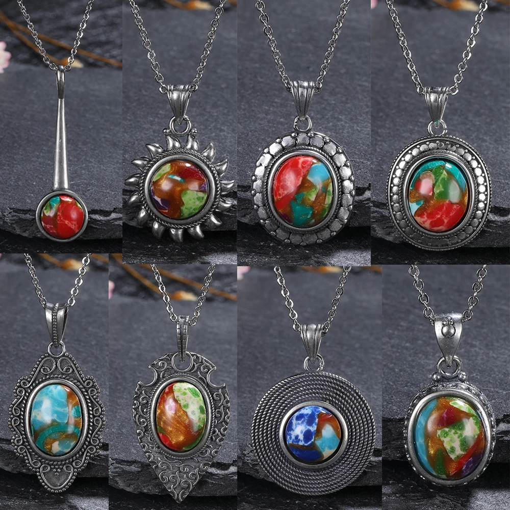 

Natural Emperor Stone Pendants Necklace Sterling Silver 925 Necklace Stone Vintage Fine Jewelry for Women Gift