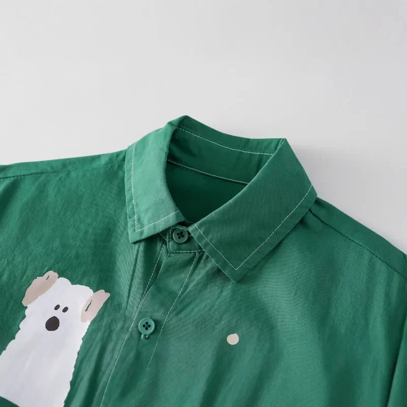 Spring Autumn Children's Long Sleeve Shirt Pure Cotton Printed Cartoon Solid Color Boys Girls Baby Fashionable Top