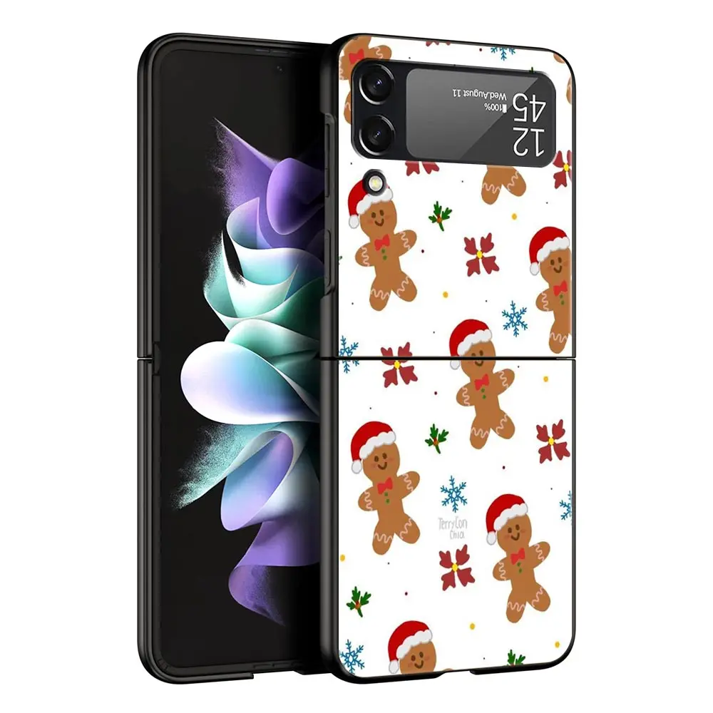 Luxury Black Hard Shell Folding Phone Case - Christmas Santa Claus Design