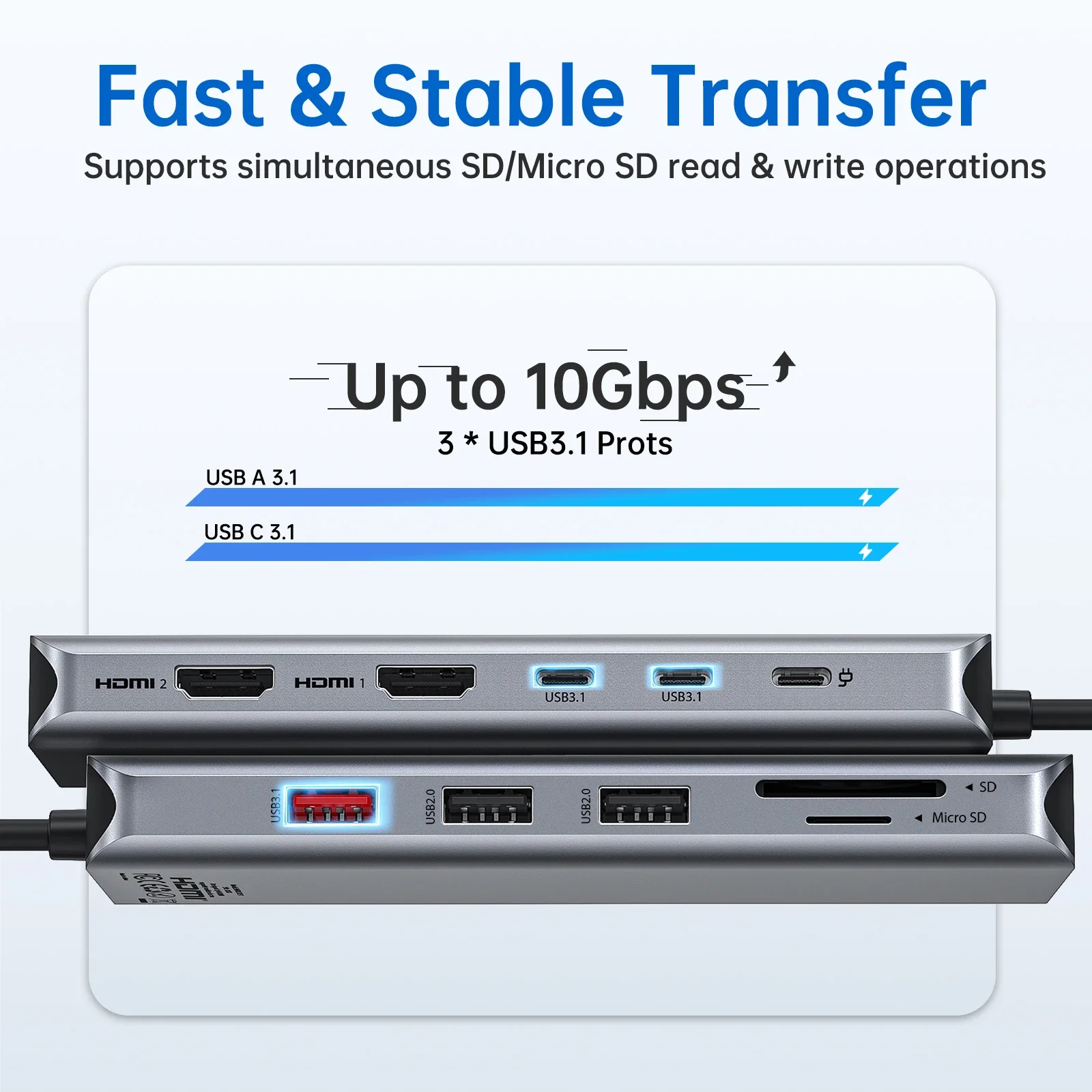 모키앤 USB C 허브 4K60Hz 타입 C to DP RJ45 SD&TF PD 100W 어댑터 독 맥북 프로 에어 M2 M1용 3개 USB 3.1 10Gbps 스플리터 usb 허브