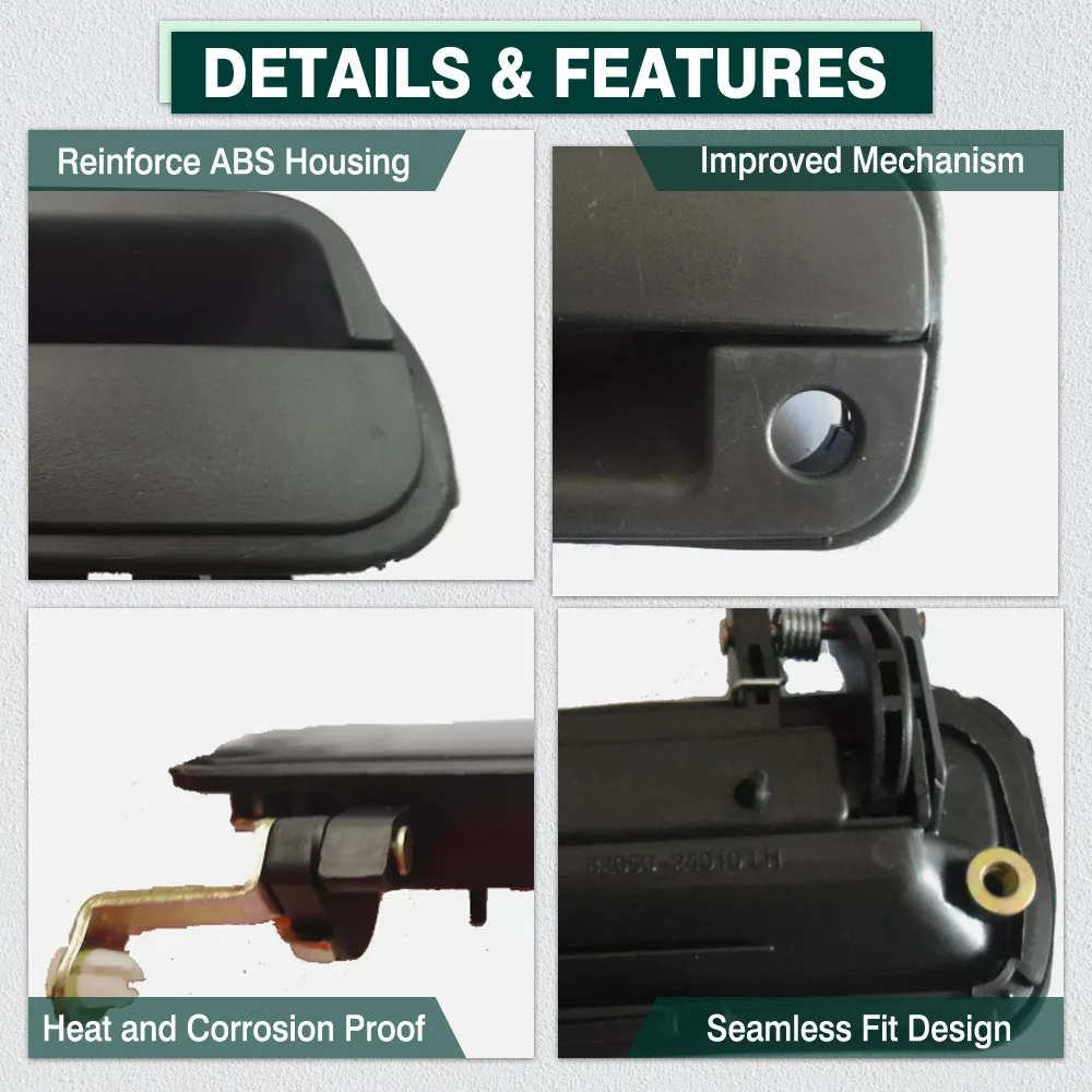 현대 Excel 용 검정색 자동차 앞 좌측/우측 외부 도어 핸들 1990 1991 1992 1993 1994 82650-24010  82660-24010-Freehip.co.kr