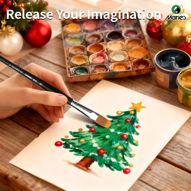 마리의 아트 브러쉬 키트 6개, 나일론 헤어 필버트 페인트 브러쉬, 개학, 크리스마스 등에 적합, 성인용