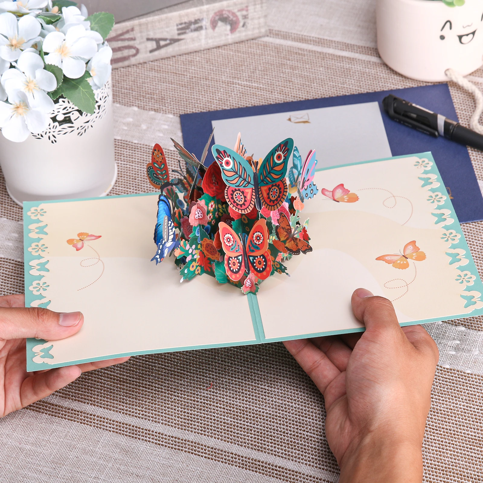 3D-Schmetterlings-Popup-Karte in der Natur – 3D-Grußkarte zum Geburtstag, gut erhalten, Danke, Jahrestag, Muttertag – Detail 6