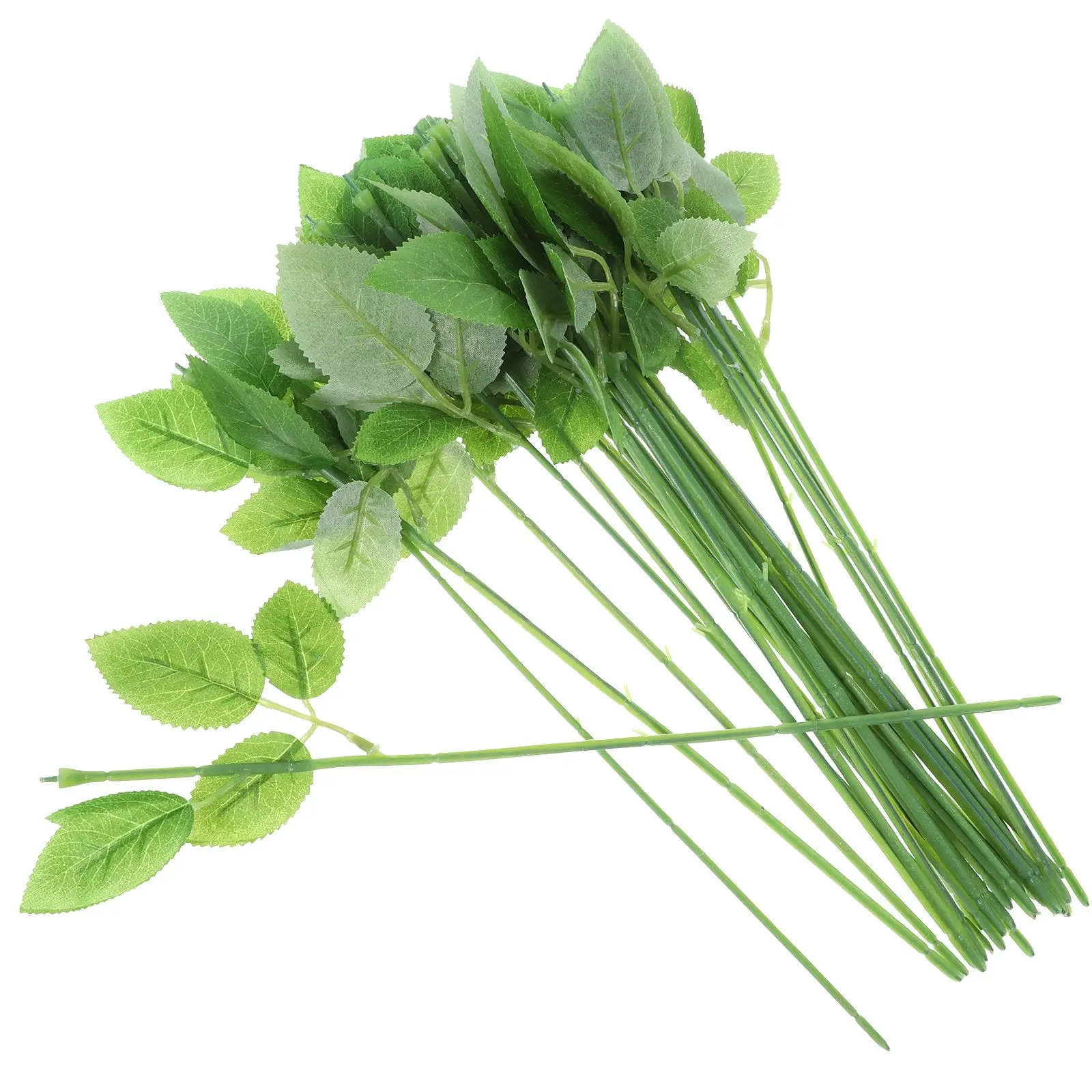

30pcs Artificial Gardening Rose Leaves with Stems Floral Wire Stem with Leaves Diy Floral Arrangement Bouquet Tools Greenery
