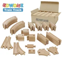 50PCS Wooden Railway Tracks Set Beech Wooden Train Tracks fit for All Brand Wood Tracks Educational Toys for Children 2