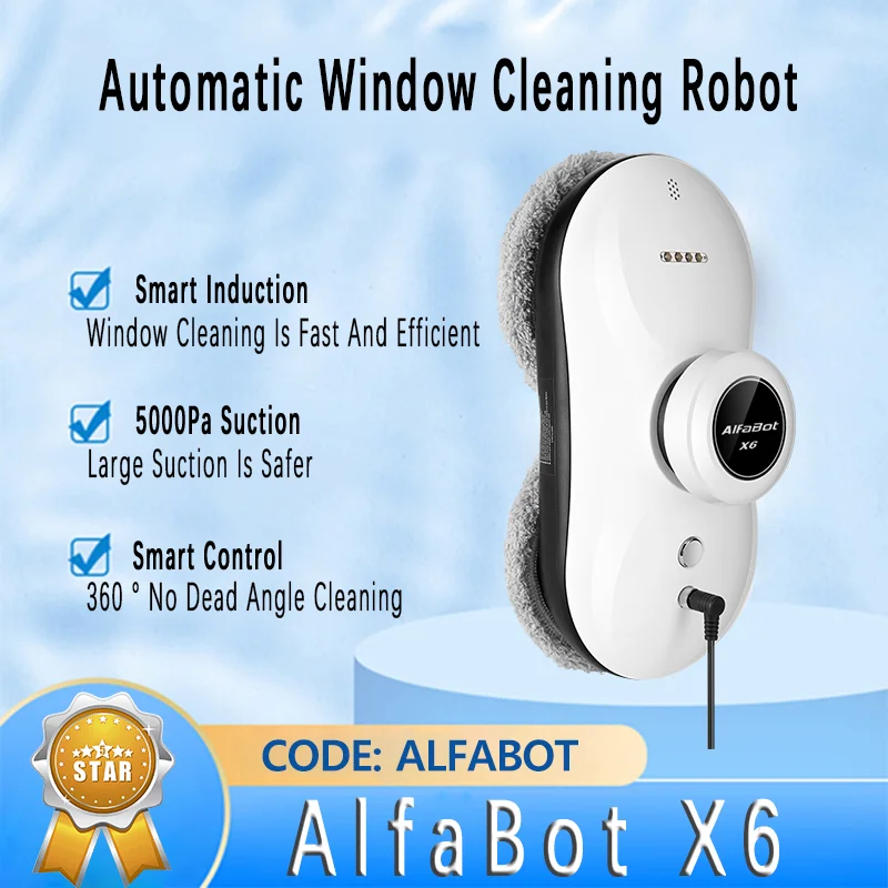 AlfaBot Window Cleaning Robot High Suction Electric Glass Window
