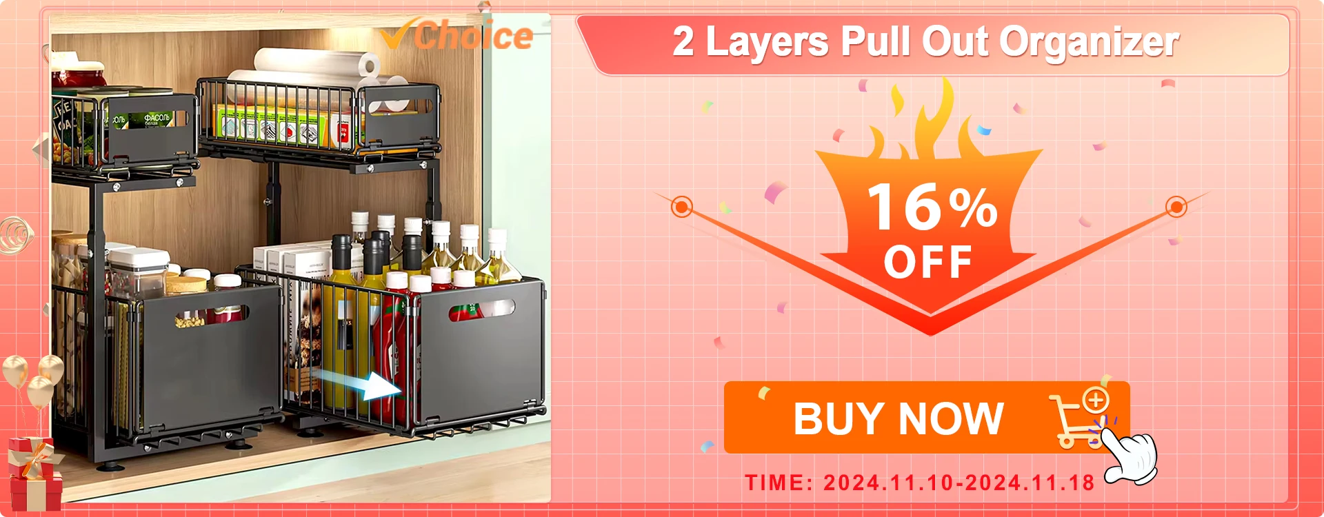 Description Picture 3 of itemKitchen Storage Rack Pull Out Cabinet Organizer Slide Drawer Storage Tray Seasoning Bottle Spice Storage Rack Kitchen Organizer