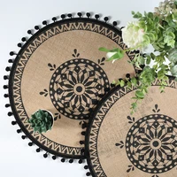 1PCS Round Placemat Table Non-Slip Jute Mats for Dining Table Decoration Kitchen Placemats Coffee Coasters Party Dinner 3