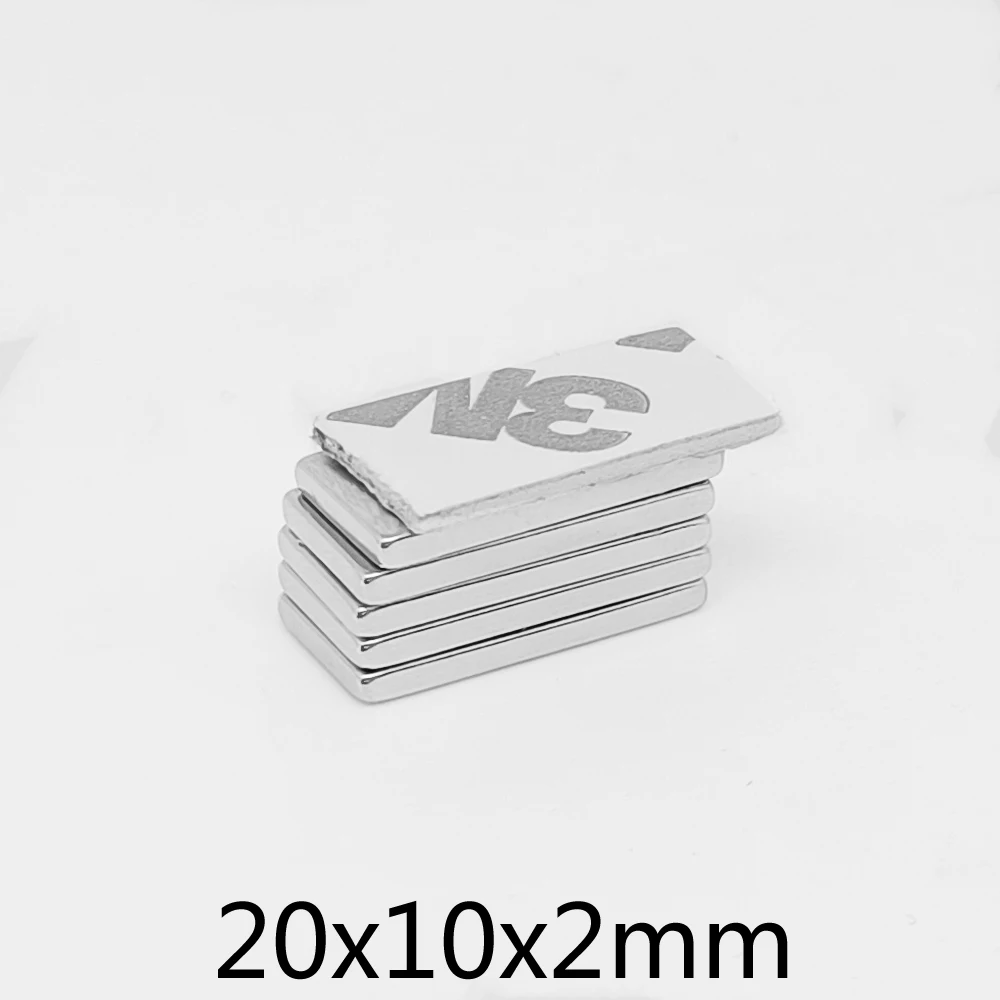 5 10 20 50 100 150PCS 20x10x2 Block Search Magnet With 3M Double Sided Adhesive Tape
