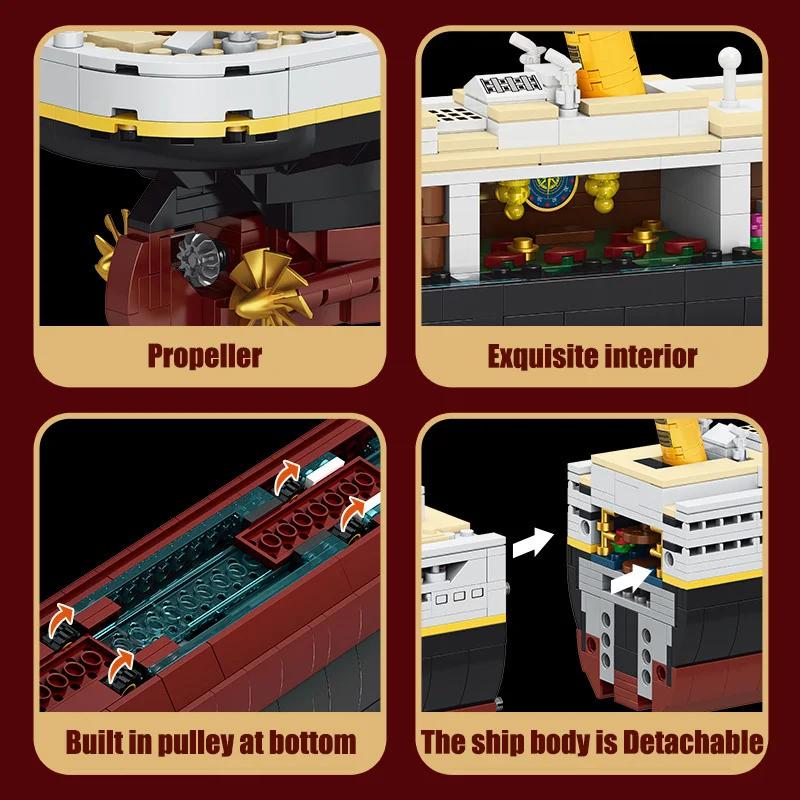 2022pcs Titanic Model Creative Luxury Cruise Ship Set City Series DIY Boat Building Blocks Bricks Toys For Children Adult Gift