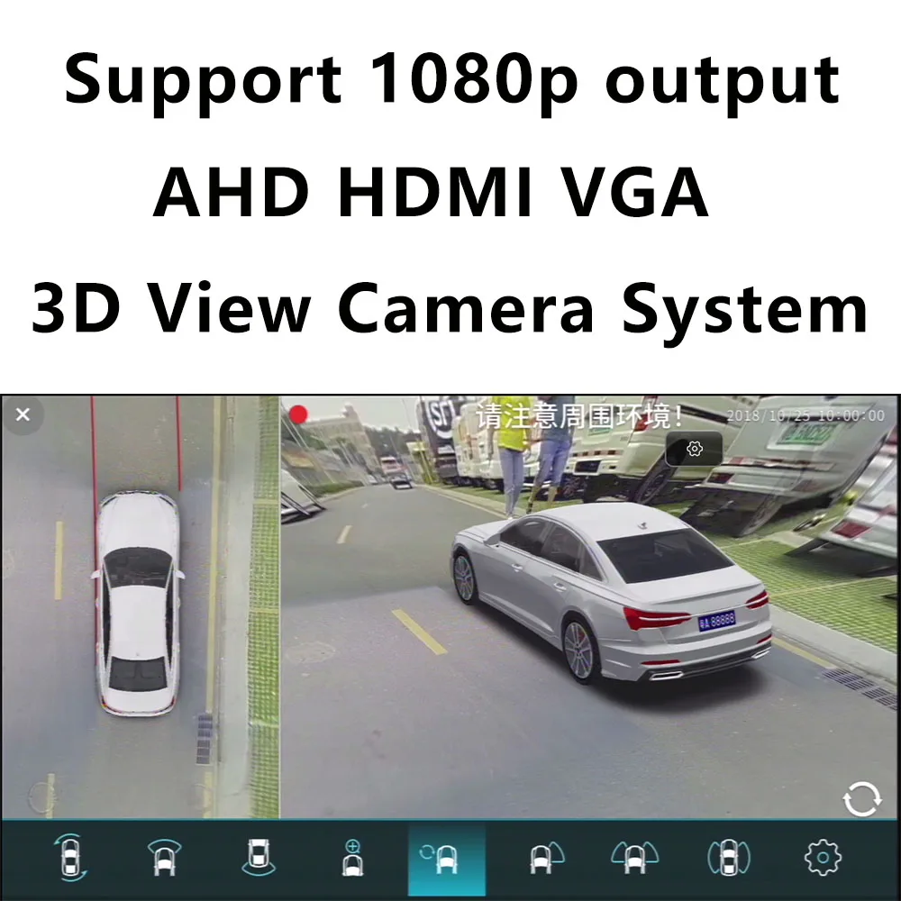 Système de caméra de voiture 3D 1080P 360 pour Android 360, pour vue  d'oiseau autour de la voiture, 360 degrés, DVR automatique - AliExpress