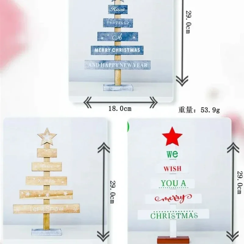 New Christmas Mini Wooden Merry Christmas Tree Home Desk Table Decor Pendants Xmas Tree Ornaments Christmas Decor Happy New Year