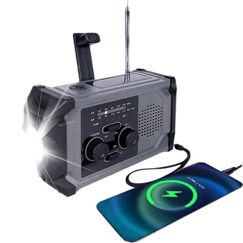 200mAh Emergency Solar Power Radio with Hand Crank Charging AM/FM Multi-Band LED Flashlight & Power Bank Functionality 3