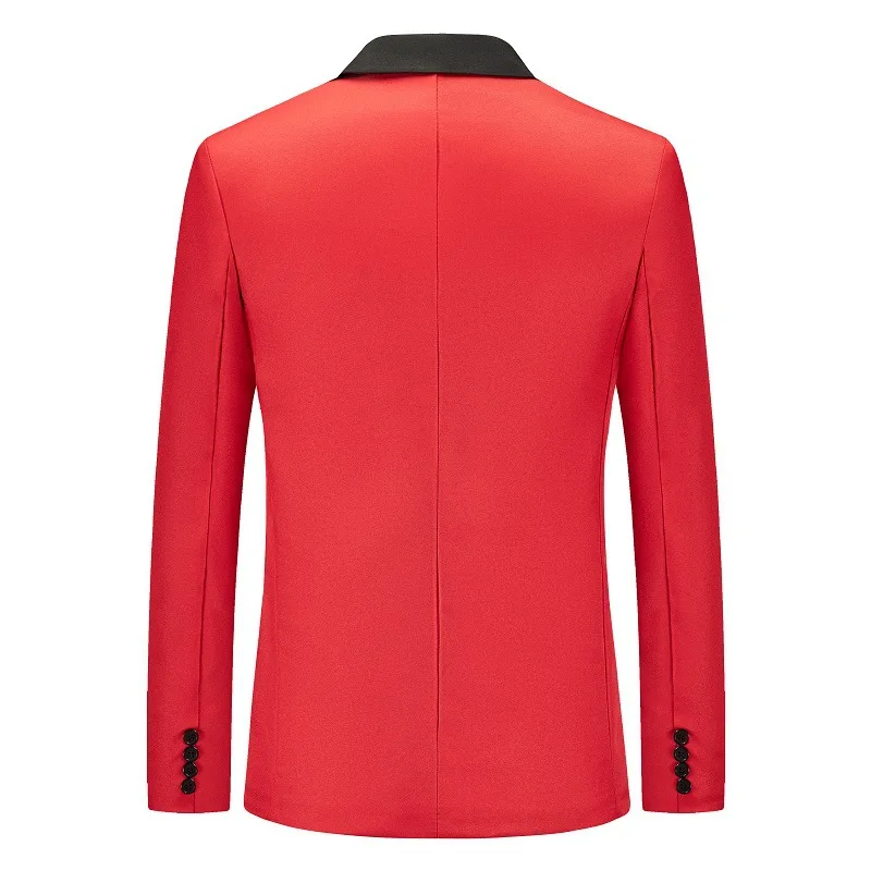 Men's Fashion colorblock business suit jacket youth trendy leisure slim 1 grain buckle blazer