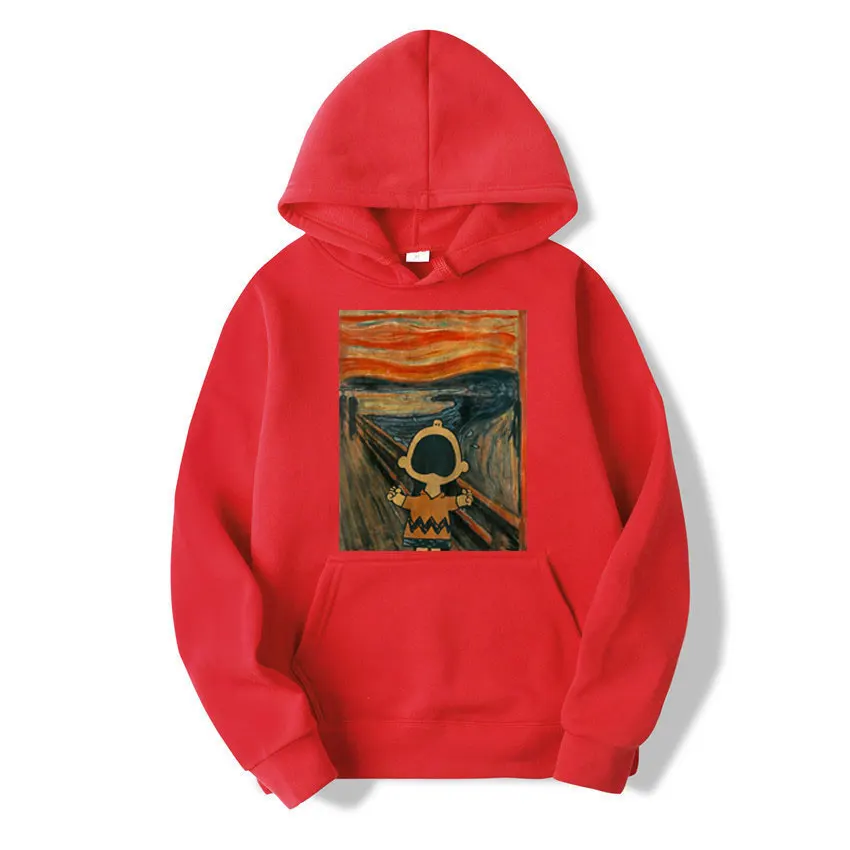 thumbnail image 1 of Sudadera con capucha de Peanuts Charlie Brown Scream Artsy para hombre y mujer, sudadera de gran tamaño con dibujos animados a la moda, para primavera y otoño, 1 of 5