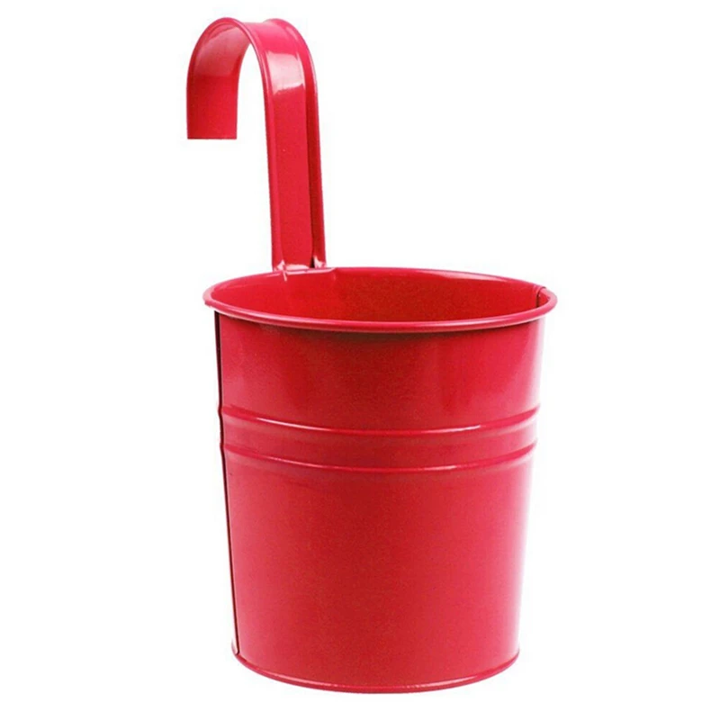 GIOVARA Vaso portafiori in Metallo a Forma di Secchiello da Appendere, Vaso da Giardino con Foro di drenaggio e Gancio Rimovibile (10 Pezzi con 10 Colori Assortiti