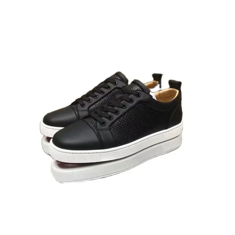 Luxury Low Cut For Men Trainers Driving Spiked Black Weave Genuine Leather Wedding Rivets Flats Sneakers Shoes Christmas Gift