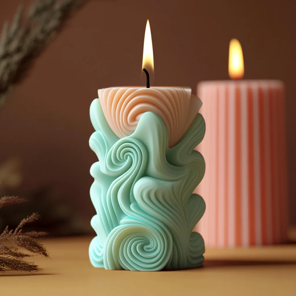 English letter pattern relief cylinder candle silicone mould lace flower cylinder resin mold wavy concrete gypsum molds