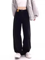 High Waist Wide Leg Bla Denim Jeans Women Loose Fitting Straight Long Pants Pear ape Body Slimming Trousers Autumn New Sle