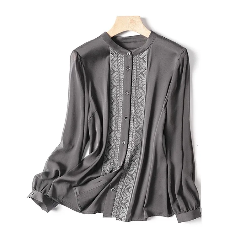 Neue elegante büro Damen Shirts Mode chiffon hülse Frauen blusen button-Down Tops blusa mujer – Detail 2