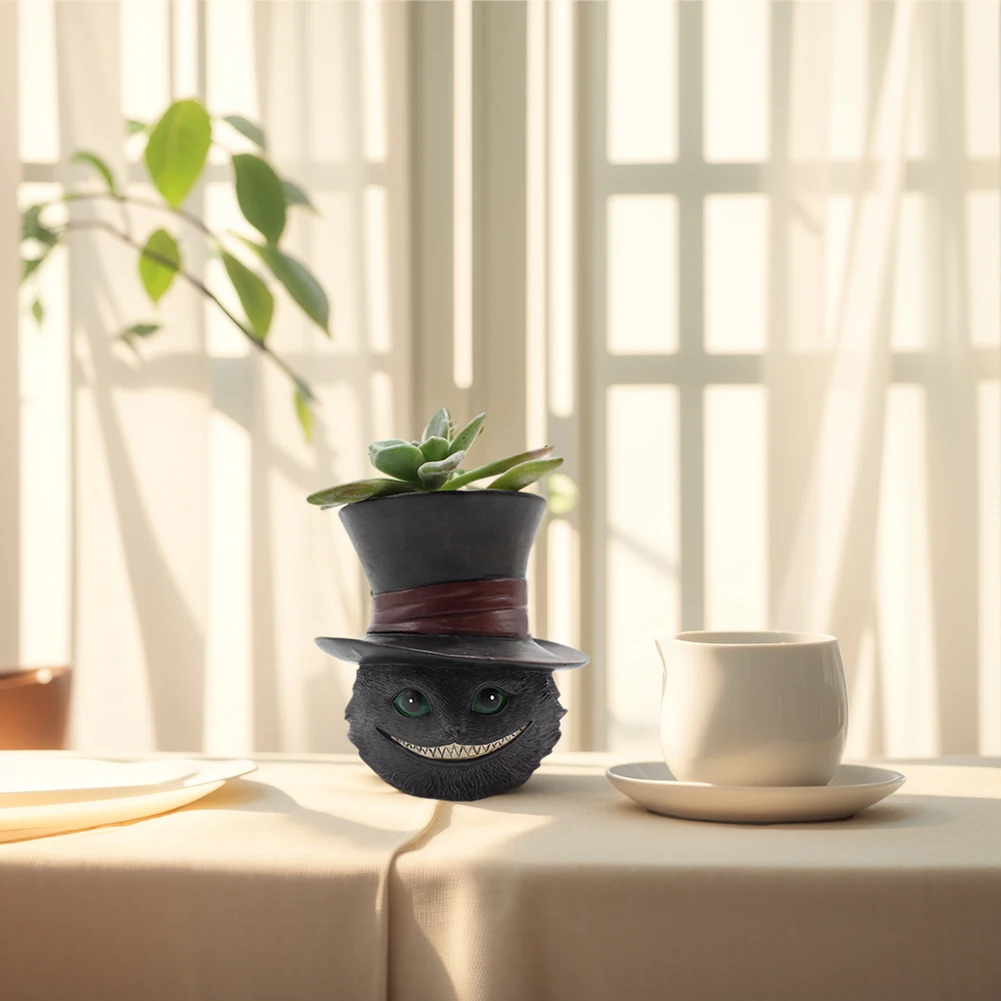 Black Cat Plant Pot Succulent Planter Best Gifts for Family Friends Cute Resin Planter Flower Planter for Indoor Outdoor