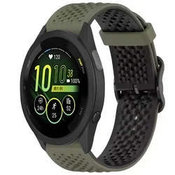 Premium Silicone Sports Wristband, 20mm & 22mm, Compatible with Multiple Smartwatches - Approach S50 (Army green black)
