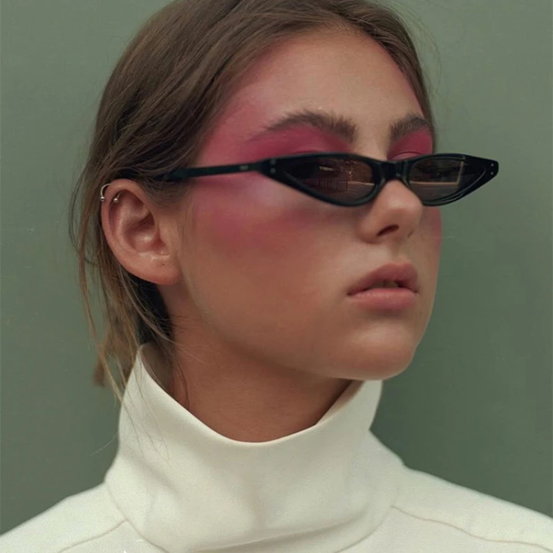

Brand Designer Mirror Black Small Triangle Sun Glasses Female Sexy Cat Eye Sunglasses Women Lens Shades Streetwear Eyewear UV400