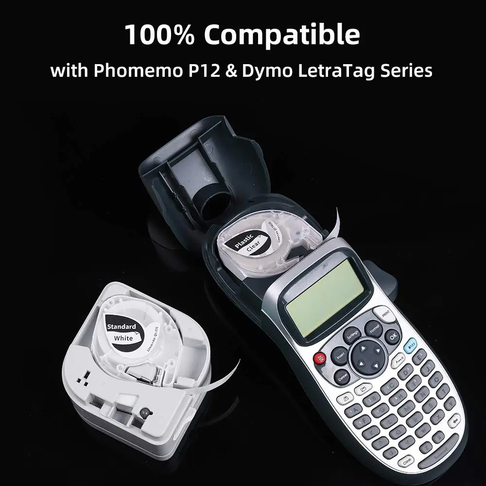 Phomemo-fita Auto-adesiva da Etiqueta da Roupa Branco Compatível com Dymo Letratag Resistente ao Calor P12 P12pro 4m 12 mm - Imagem 4