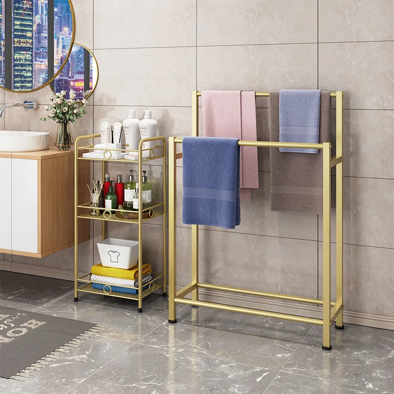 Golden Bathroom Storage Rack | Organizer Metal Rack Nordic | Bathroom ...