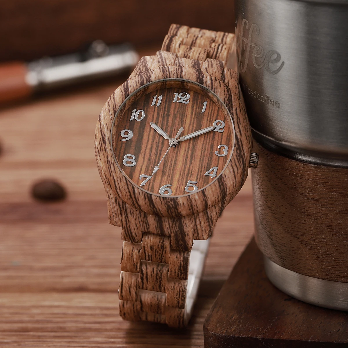 3PCS/Set Women Watches Fashion Wooden Pattern Plastic Band Girls Quartz Watch Reloj Mujer Clock Gift（Without Box） 5