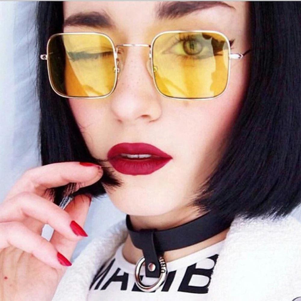 

Vintage Square Sunglasses For Women Metal Small Frame Fashion Luxury Designer Sun Glasses UV400 Oculos Lunette De Soleil Femm