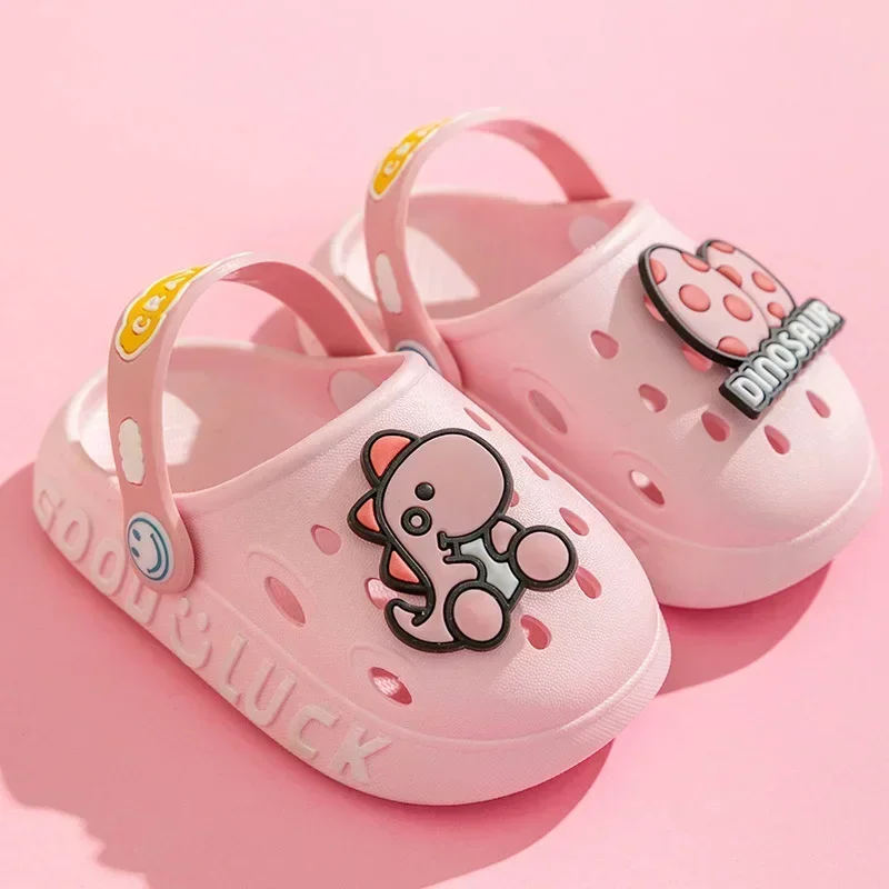 Kids Sandals Child Kawaii Blue Cartoon Clogs Summer Kids Lovely Dinosaur Outdoor Light Breathable Casual Garden Shoes
