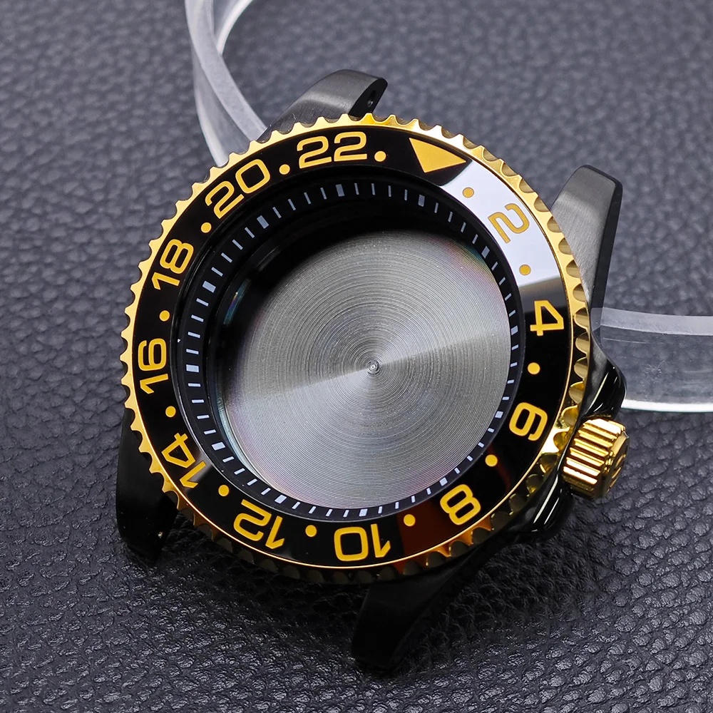 High-Quality Black Gold/Rose GMT Case with Chapter Ring - Stainless Steel Waterproof Accessories