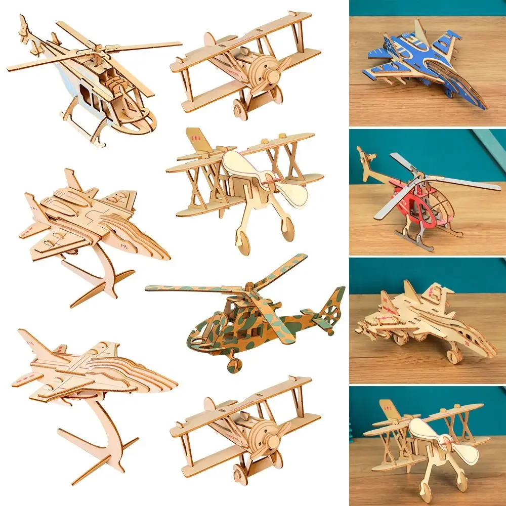 

Детская коробка-головоломка для детей Обучающие игрушки DIY 3D деревянные модели искусственных летательных аппаратов военные