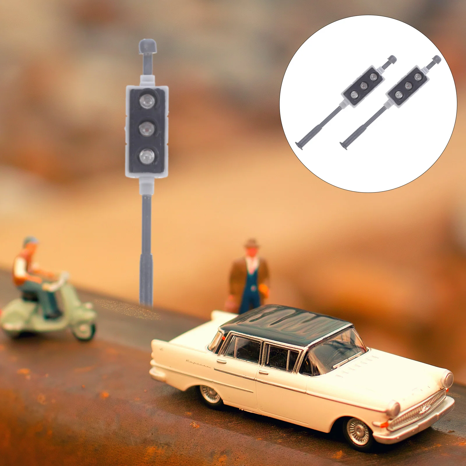 

2 Pcs Street Light Model Simulation Signal Ornament Artificial Fake Decor Mini Landscape Ornaments Material Scenery