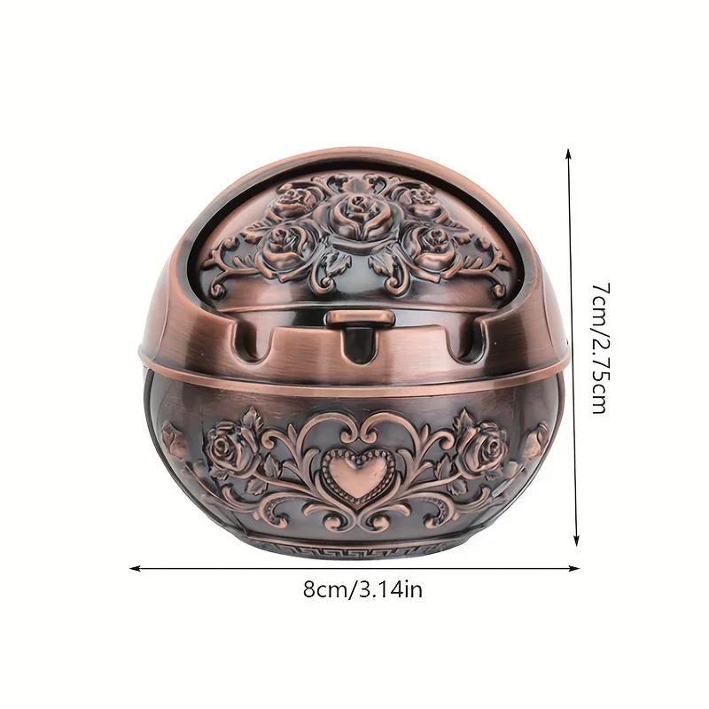 Metal Ashtray Metal Ashtray Smoking Windproof Vintage Lid Ornament Retro Cigarette Metal Decorative Gadgets Cigarettes Table