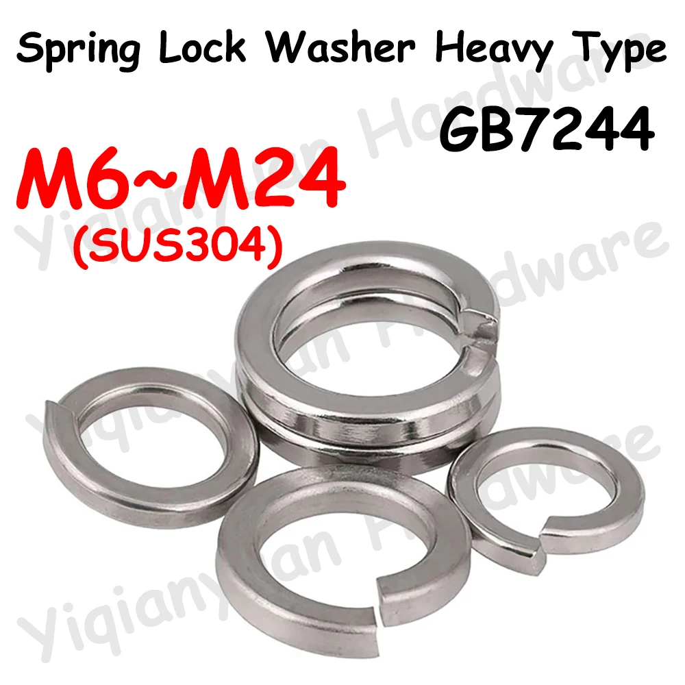 

GB7244 M6 M8 M10 M12 M16 M20 M24 SUS304 Stainless Steel Spring Lock Washer Heavy Type Elastic Gaskets Rings