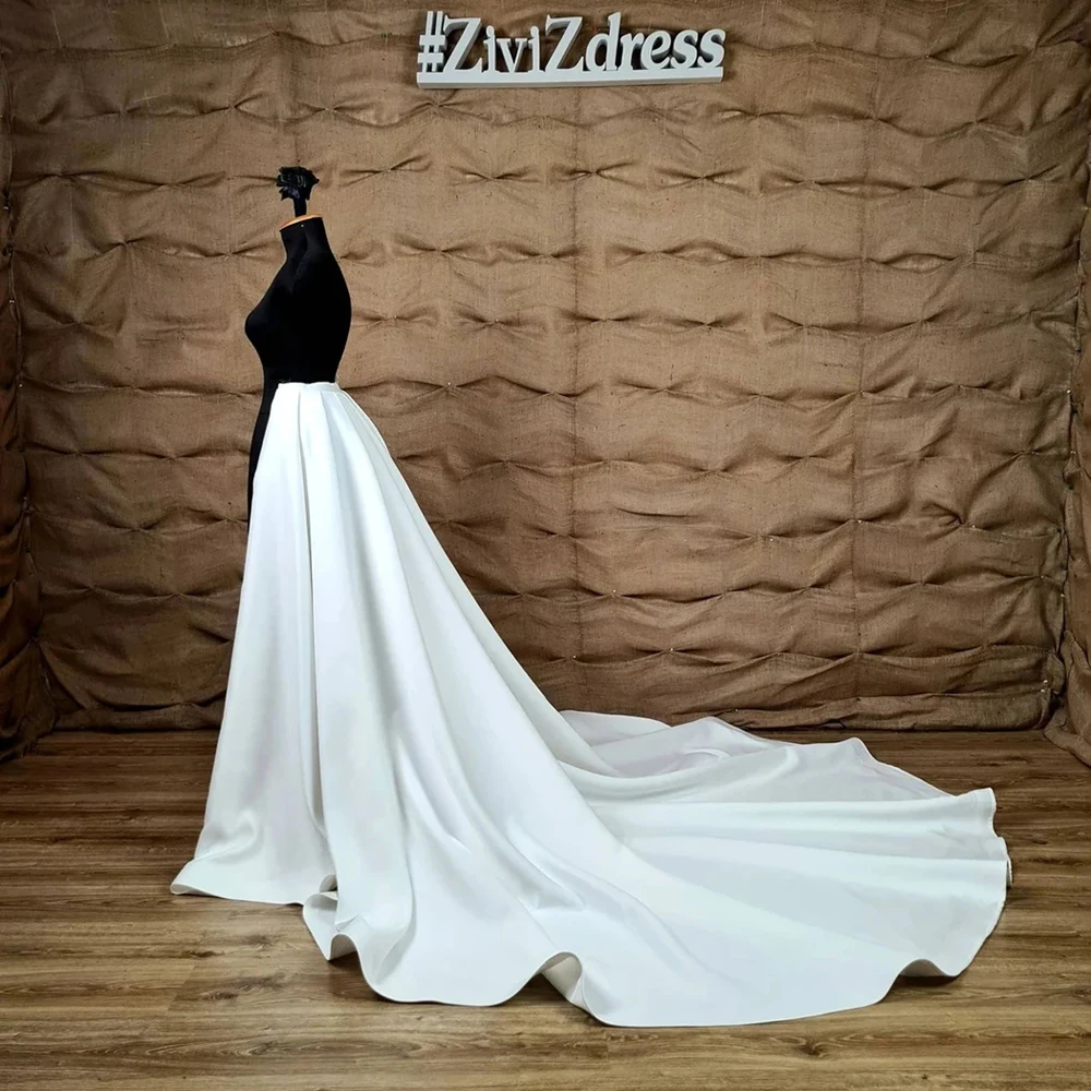 

Off white Silk Satin Wedding Skirt Long Overlay Women Detachable Train For Dress Custom Made Court Train Satin Overskirt Faldas