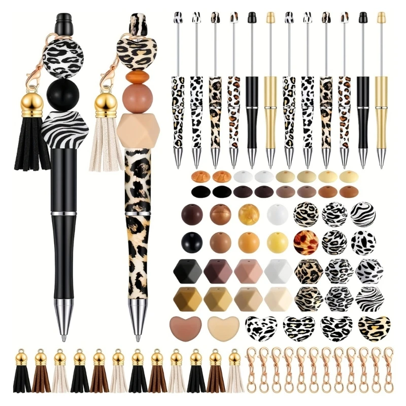 Beaded Pen Beadable Ballpoint Pen Leopard Print Beadable Pen Smooth Writing Pen Crafting Pen Signature Pen for School