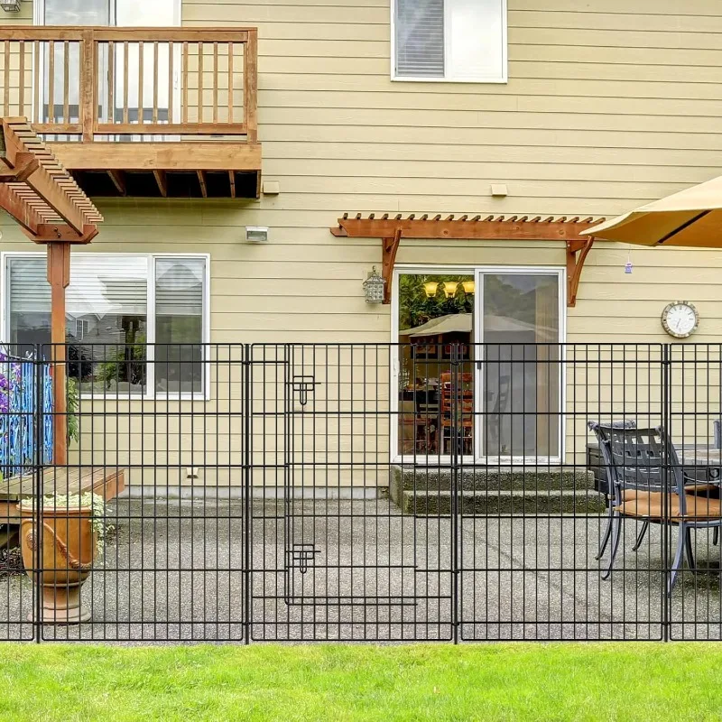 Decorative Garden Fence 6 Panels 13ft (L)&times;36in (H) Metal Garden Fences with 5 Panels + 1 Gate, Animal Barrier Rabbit Fence