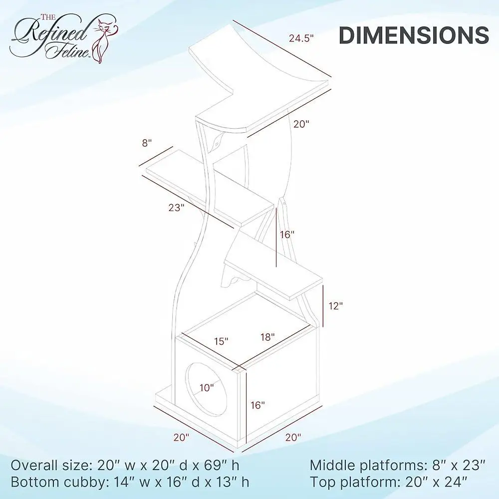 Multi-Level Cat Tower Indoor Climbing Condo Modern Wooden Cat Tree with Scratching Post Durable Stylish Furniture